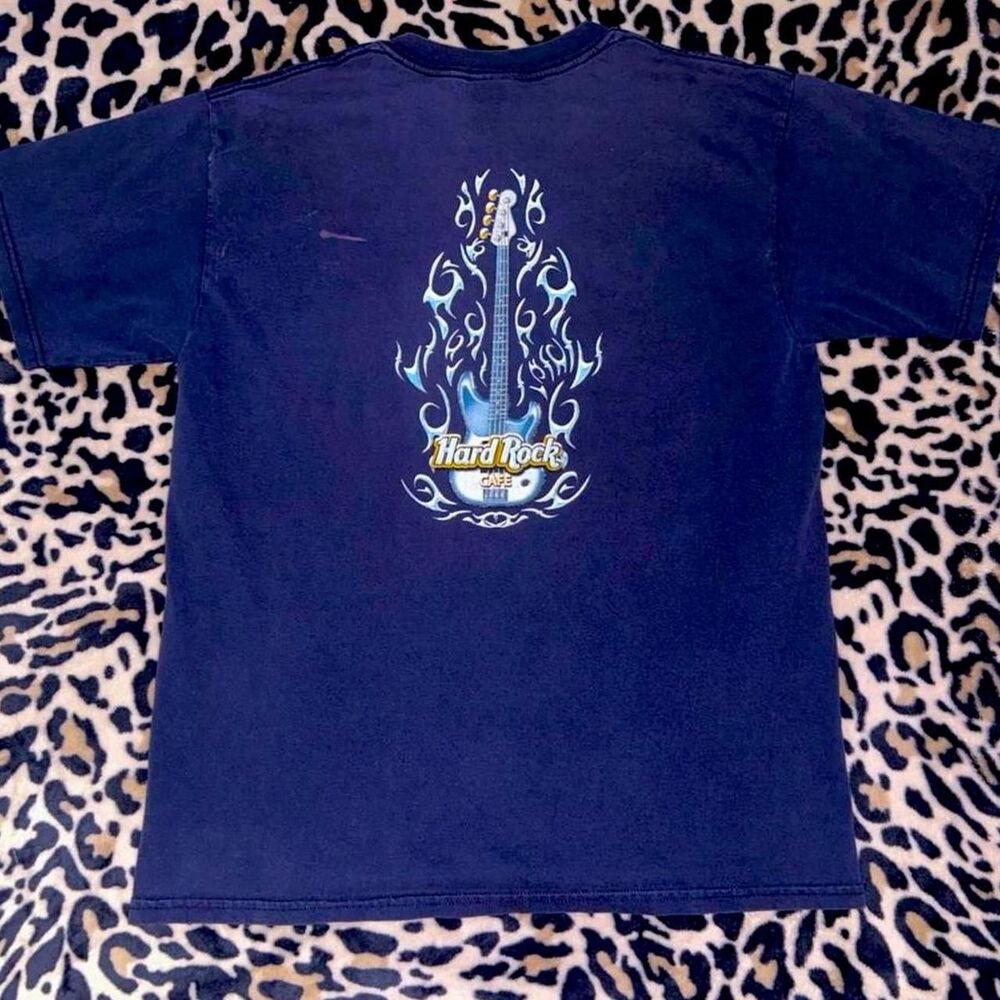 Hard-rock-cafe Men's Navy and Blue T-shirt